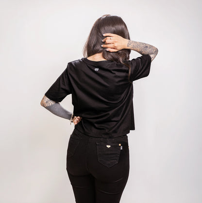 Polera Animal Print Negra Mujer